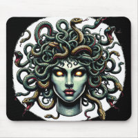 Cabeza de Medusa Mirando Verde llena de Serpientes