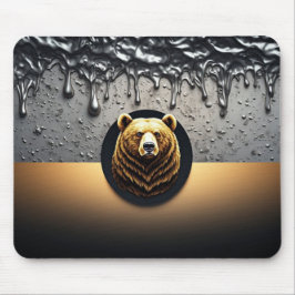 Alfombrilla De Ratón Cabeza de Oso Dorado con Metal Goteante 🐻
