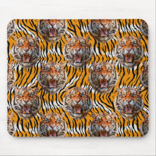 Alfombrilla De Ratón Cabeza De Tigre Sobre El Diseño De Impresión Anima