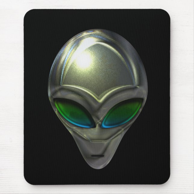 Alfombrilla De Ratón Cabeza metalizado Alien 02 Mousepad (Frente)