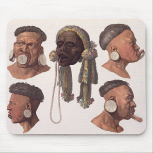 Alfombrilla De Ratón Cabezas de los indios de Botocudos (grabado del