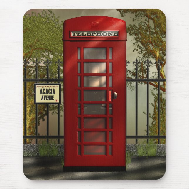 Alfombrilla De Ratón Cabina de teléfonos roja británica Mousepad (Frente)