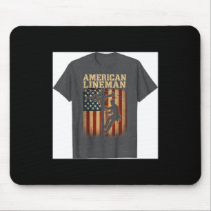 Alfombrilla De Ratón Cable Eléctrico de Liniero Retro Bandera Americana