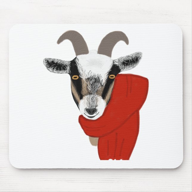 Alfombrilla De Ratón Cabra linda que lleva una bufanda (Frente)