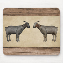 Alfombrilla De Ratón Cabras Rústicas y Veteado de Madera