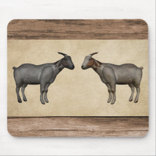 Alfombrilla De Ratón Cabras Rústicas y Veteado de Madera
