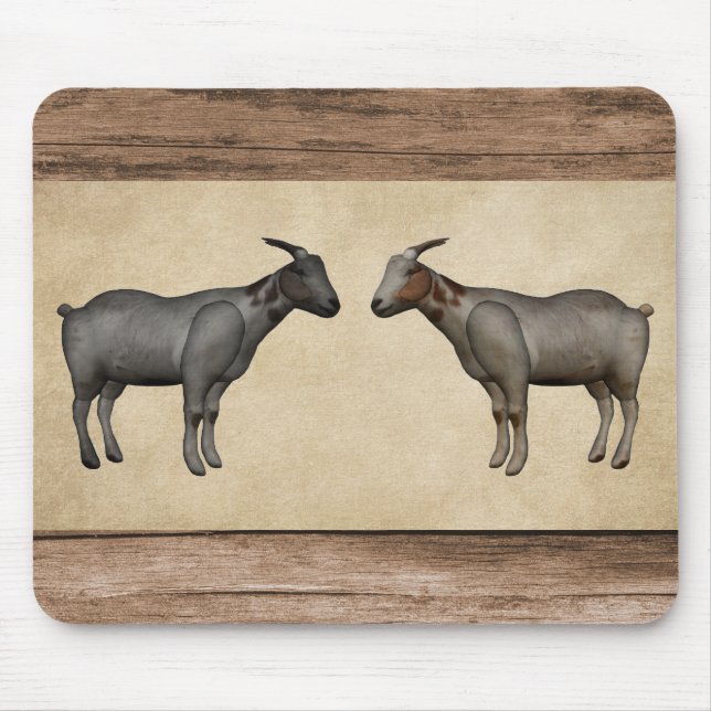 Alfombrilla De Ratón Cabras Rústicas y Veteado de Madera (Frente)