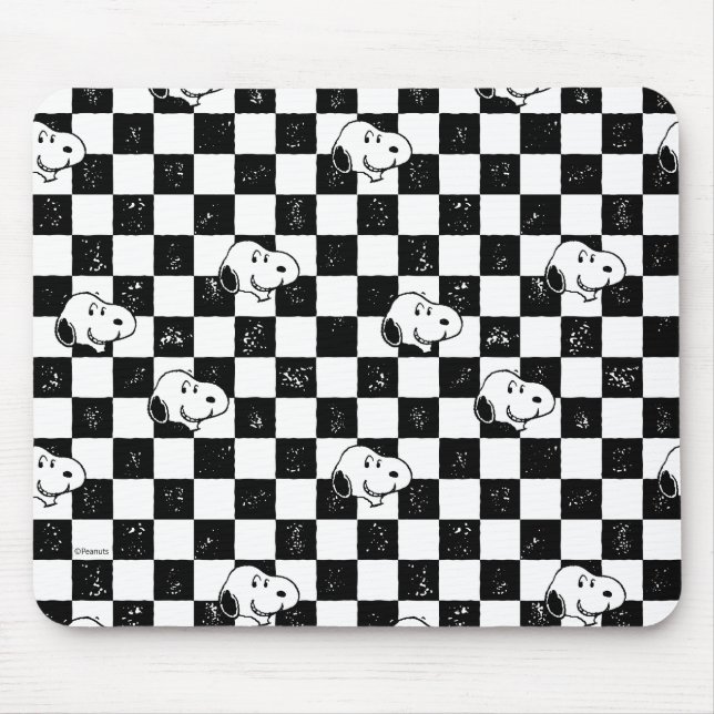 Alfombrilla De Ratón Cacahuetes | Bandera de Snoopy Checkered (Frente)