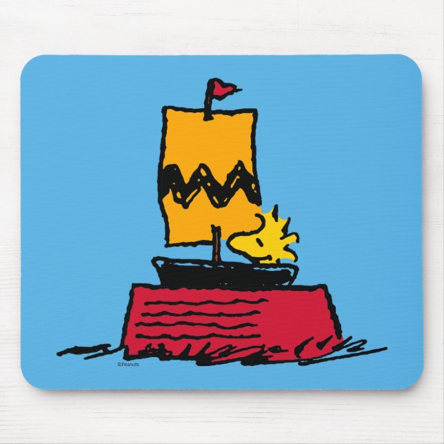 Alfombrilla De Ratón Cacahuetes | Barco de vela de Woodstock Snoopy Dis (Frente)