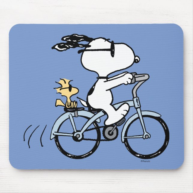 Alfombrilla De Ratón Cacahuetes | Bicicleta Snoopy & Woodstock (Frente)