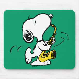 Alfombrilla De Ratón Cacahuetes   Snoopy Saxophone Player