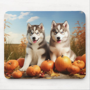 Alfombrilla De Ratón Cachorro Alaskan Malamute Delicia de Otoño Calabaz