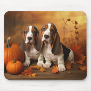 Alfombrilla De Ratón Cachorro Basset Hound Delicia de Otoño Calabaza 
