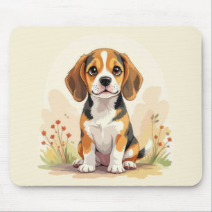 Alfombrilla De Ratón Cachorro Beagle Tricolor Blanco Negro y Canela Ado
