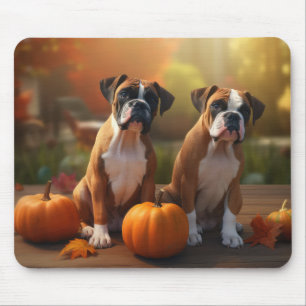 Alfombrilla De Ratón Cachorro Boxer Otoño Delicia Calabaza