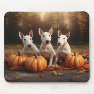 Alfombrilla De Ratón Cachorro Bull Terrier Delicia de Otoño Calabaza