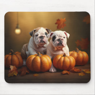 Alfombrilla De Ratón Cachorro Bulldog Otoño Delicia Calabaza 