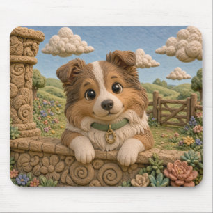 Alfombrilla De Ratón Cachorro Collie Adorable, Bebé Perro