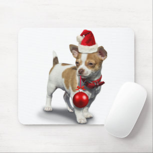 Alfombrilla De Ratón Cachorro con navidades gorra y pelota