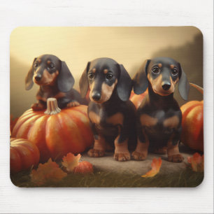 Alfombrilla De Ratón Cachorro Dachshund Delicia de Otoño Calabaza