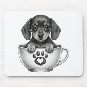 Alfombrilla De Ratón Cachorro Dachshund Taza de Té