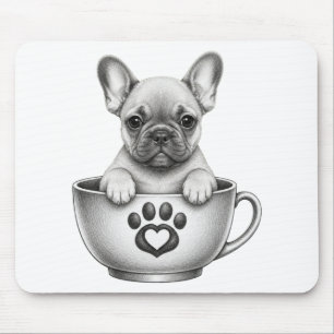 Alfombrilla De Ratón Cachorro de Bulldog Francés Taza de Té