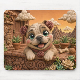 Alfombrilla De Ratón Cachorro de Bulldog Inglés Adorable, Bebé Perro