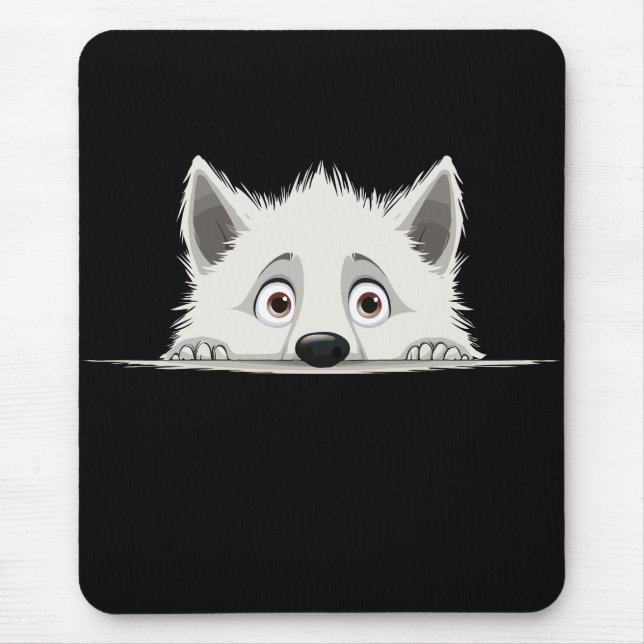 Alfombrilla De Ratón Cachorro de cachorro Peeking Cute Adorable Gracios (Frente)