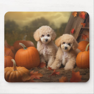 Alfombrilla De Ratón Cachorro de Caniche Delicia de Otoño Calabaza