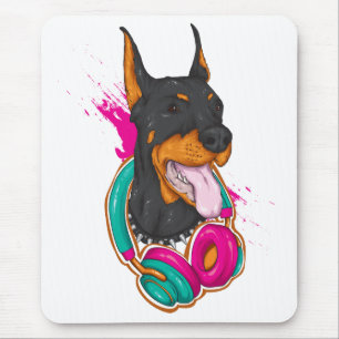 Alfombrilla De Ratón cachorro de dibujos animados amante de la música D