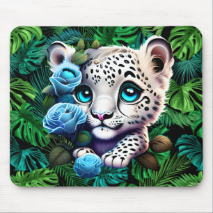 Alfombrilla De Ratón Cachorro De Leopardo Blanco Temático