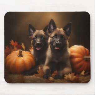 Alfombrilla De Ratón Cachorro de Pastor Belga Delicia de Otoño Calabaza