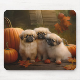 Alfombrilla De Ratón Cachorro de Pekín Delicia de Otoño Calabaza 