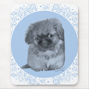 Alfombrilla De Ratón Cachorro de Pekinés Azul
