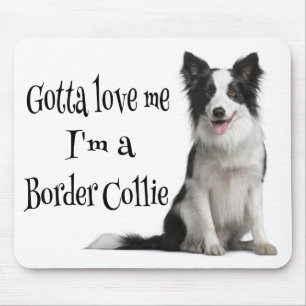 Alfombrilla De Ratón Cachorro de raza Border Collie negro y blanco amor