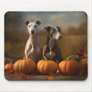 Alfombrilla De Ratón Cachorro Galgo Delicia de Otoño Calabaza