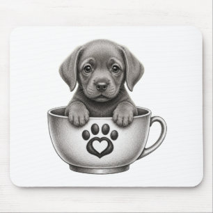 Alfombrilla De Ratón cachorro Labrador Retriever de taza de té plateado