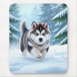 Alfombrilla De Ratón Cachorro Malamute en la Nieve
