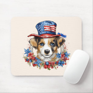 Alfombrilla De Ratón Cachorro Patriótico 4 de Julio Día de la Independe