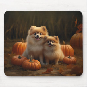 Alfombrilla De Ratón Cachorro Pomerania Delicia de Otoño Calabaza
