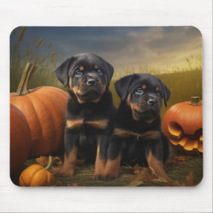 Alfombrilla De Ratón Cachorro Rottweiler Delicia de Otoño Calabaza