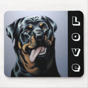 Alfombrilla De Ratón Cachorro Rottweiler Negro & Blanco Amor