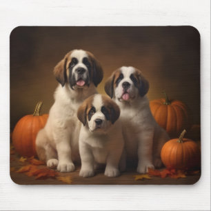 Alfombrilla De Ratón Cachorro San Bernardo Delicia de Otoño Calabaza