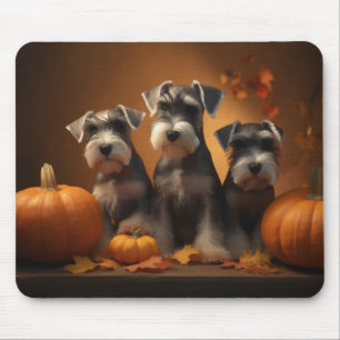 Alfombrilla De Ratón Cachorro Schnauzer Delicia de Otoño Calabaza