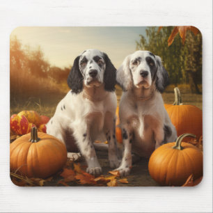 Alfombrilla De Ratón Cachorro Setter Inglés Delicia de Otoño Calabaza 