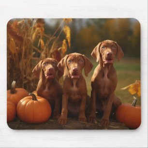 Alfombrilla De Ratón Cachorro Vizsla Delicia de Otoño Calabaza