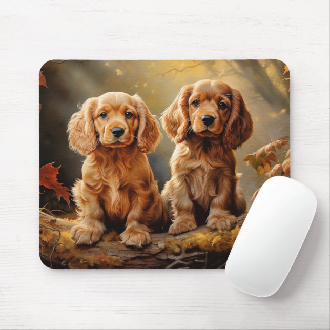 Alfombrilla De Ratón Cachorros de Cocker Spaniel americano (Con ratón)