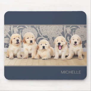 Alfombrilla De Ratón Cachorros de Retriever Dorado Personalizados Nombr