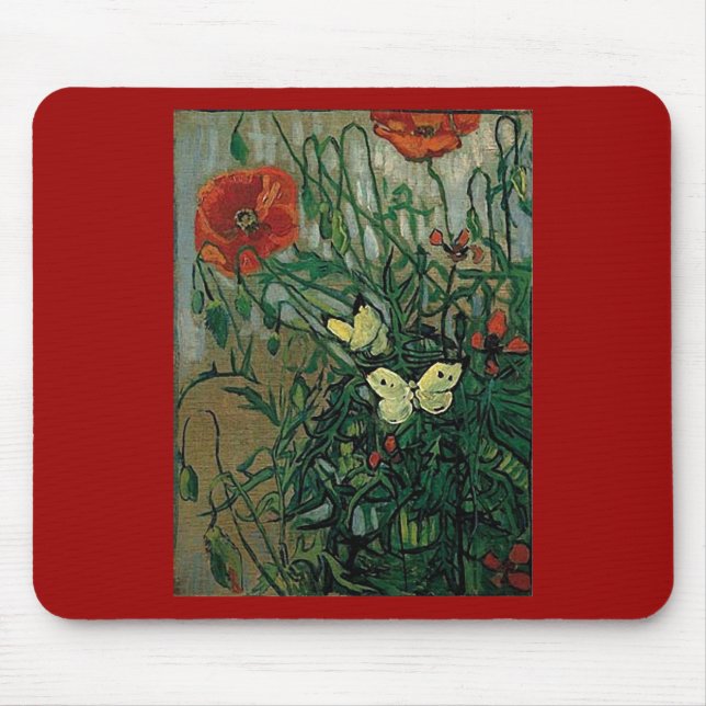 Alfombrilla De Ratón Cachorros y mariposas (F748) Bella Artes Van Gogh (Frente)