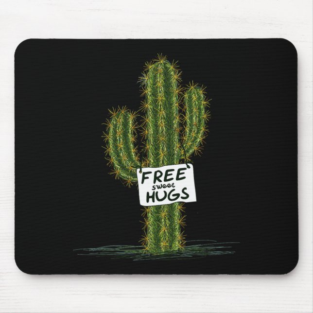 Alfombrilla De Ratón Cactus Cacti Funny Art Humor Sweet Hugs  (Frente)